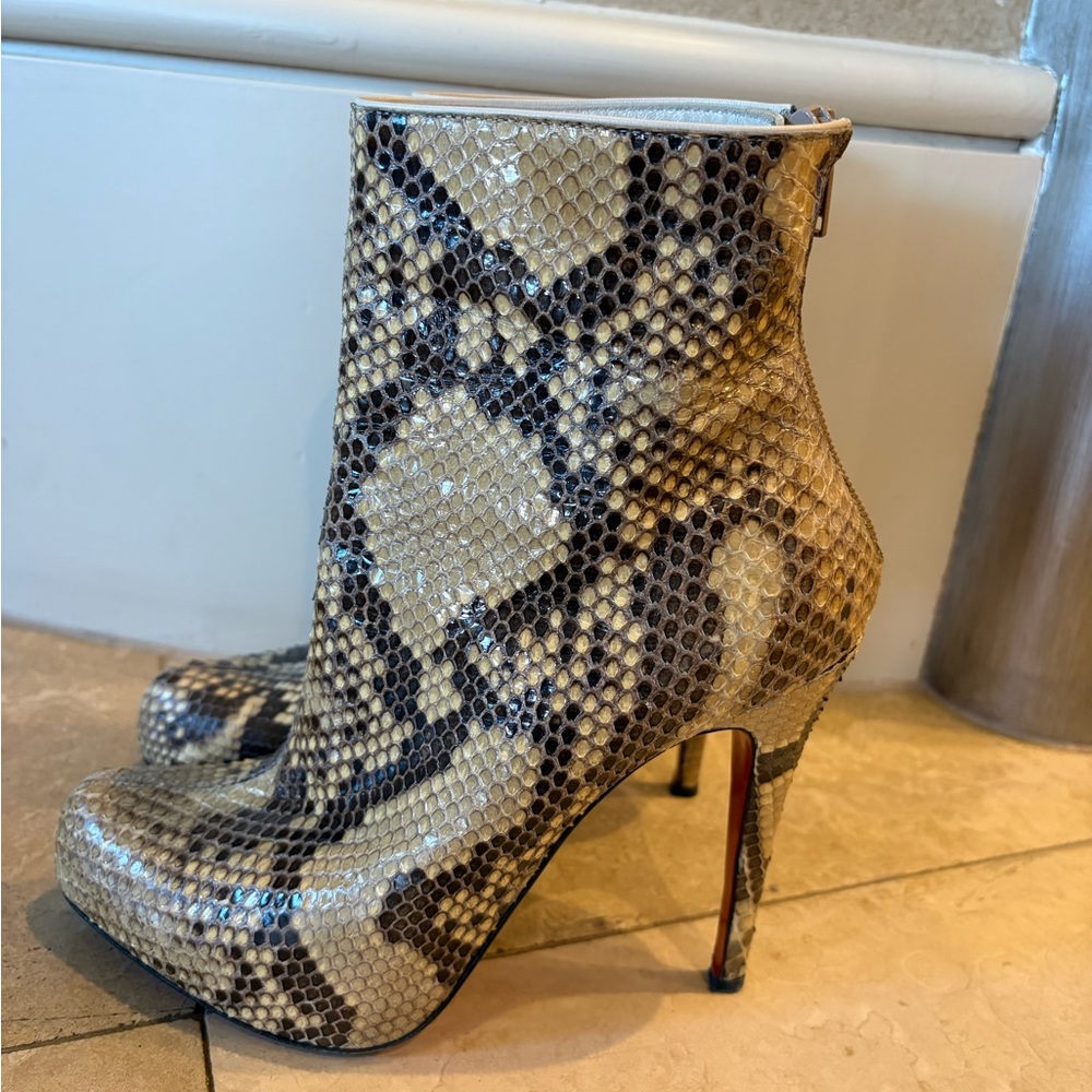 Christian Louboutin SnakePrint Ankle Boots
